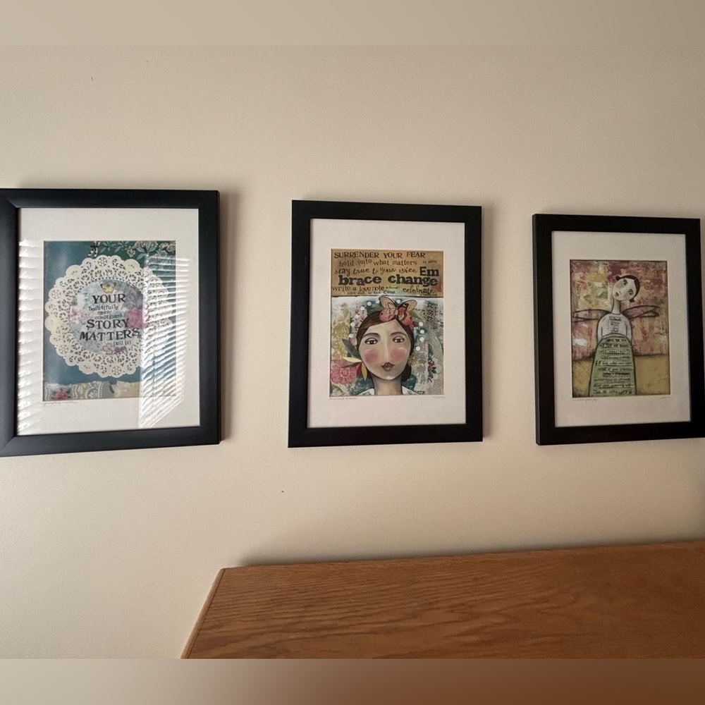 SET of three framed Kelly Rae Roberts prints